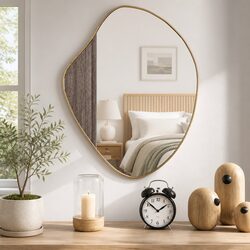 Gold Wall Mirror 60x50 cm Bedroom Bathroom Vanity Decorative Hanging Glass Frame