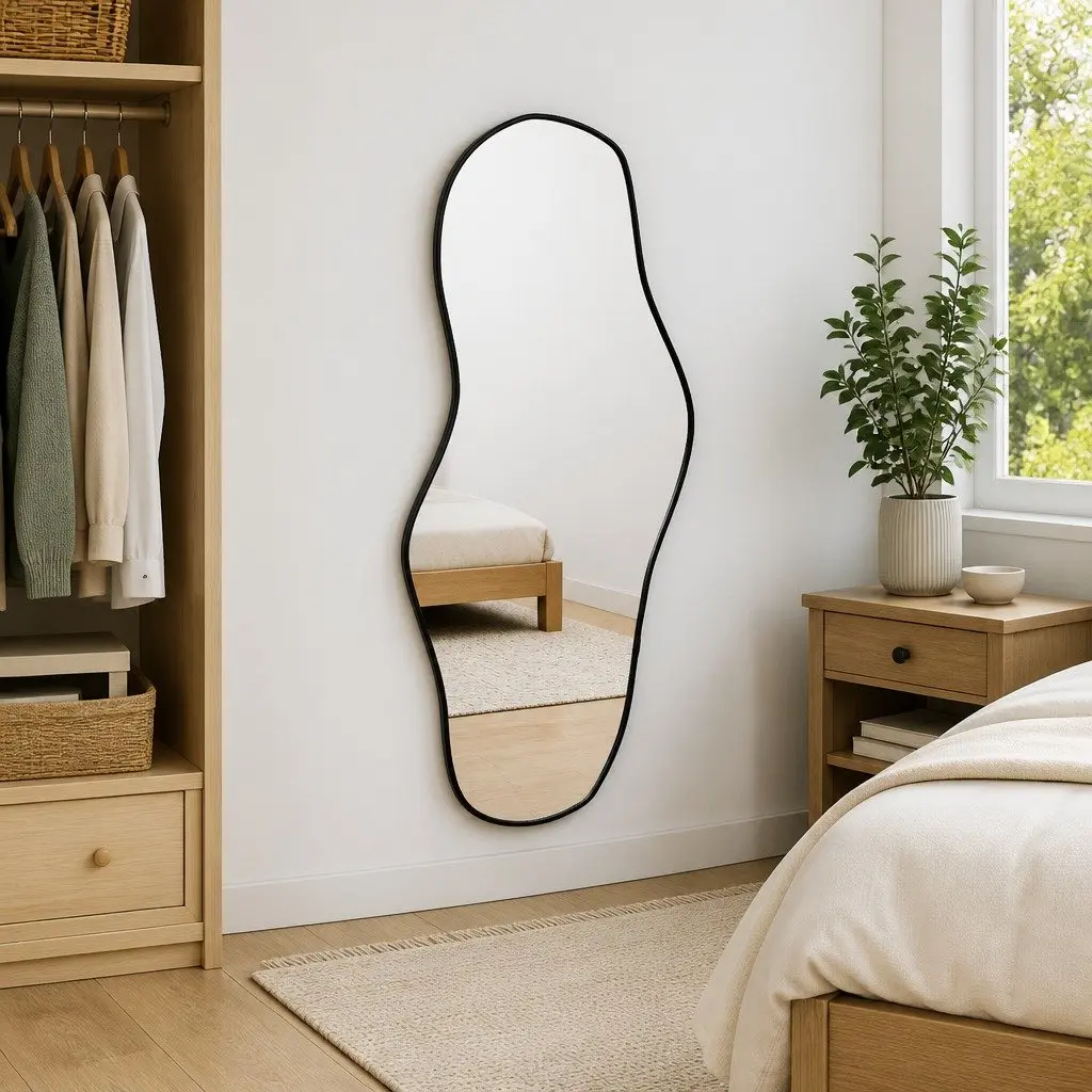 Wall Mirror Black Glass PVC Frame 90x40 cm