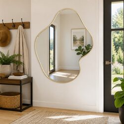 Gold Wall Mirror 60x50 cm Minimalist Home Decor Glass Vanity Bathroom Bedroom