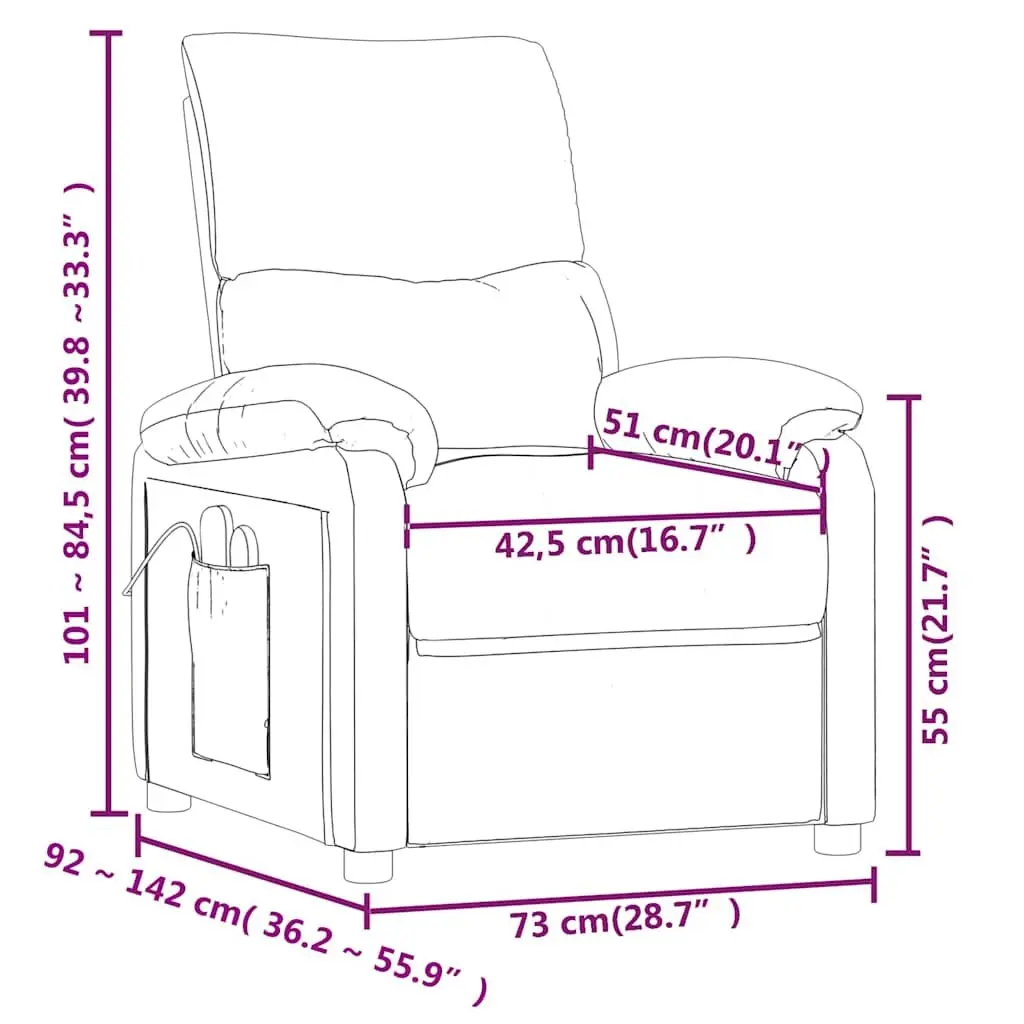 Electric Massage Chair Cream Fabric Reclining 3 Positions 6 Massage Points Hand