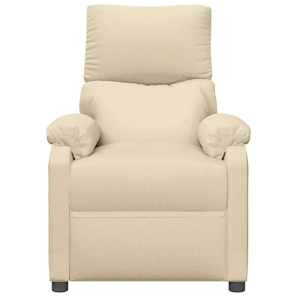 Electric Massage Chair Cream Fabric Reclining 3 Positions 6 Massage Points Hand