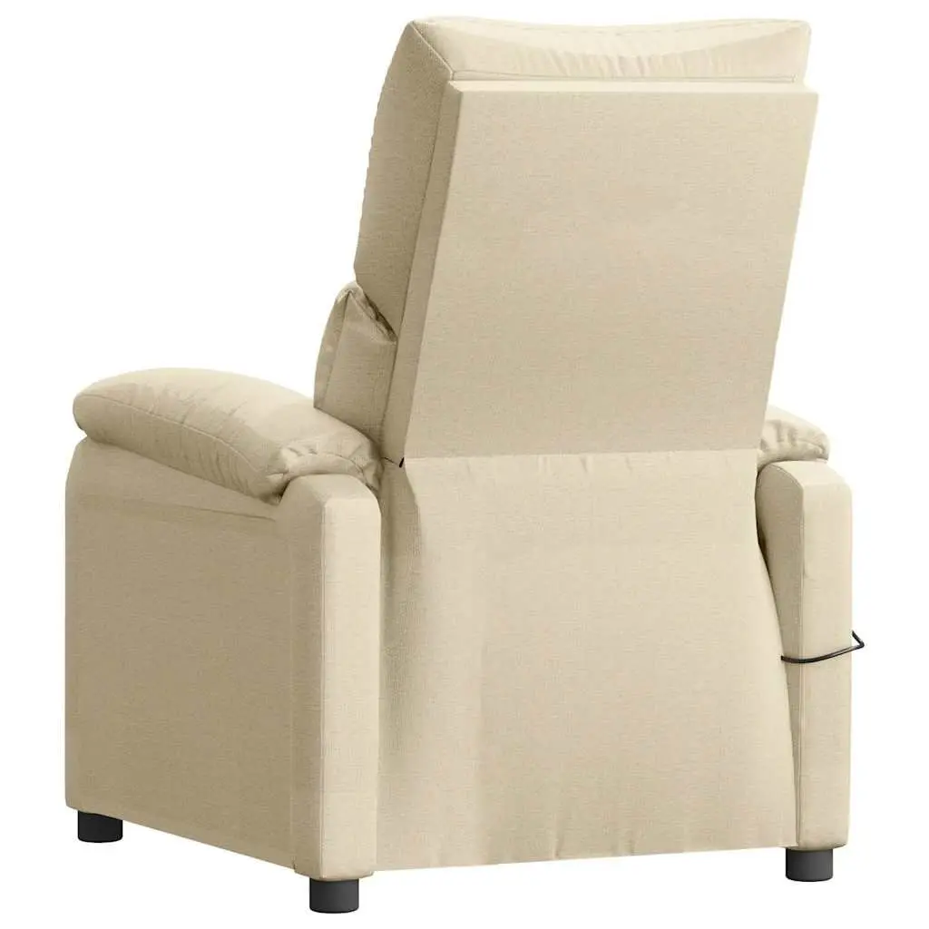 Electric Massage Chair Cream Fabric Reclining 3 Positions 6 Massage Points Hand
