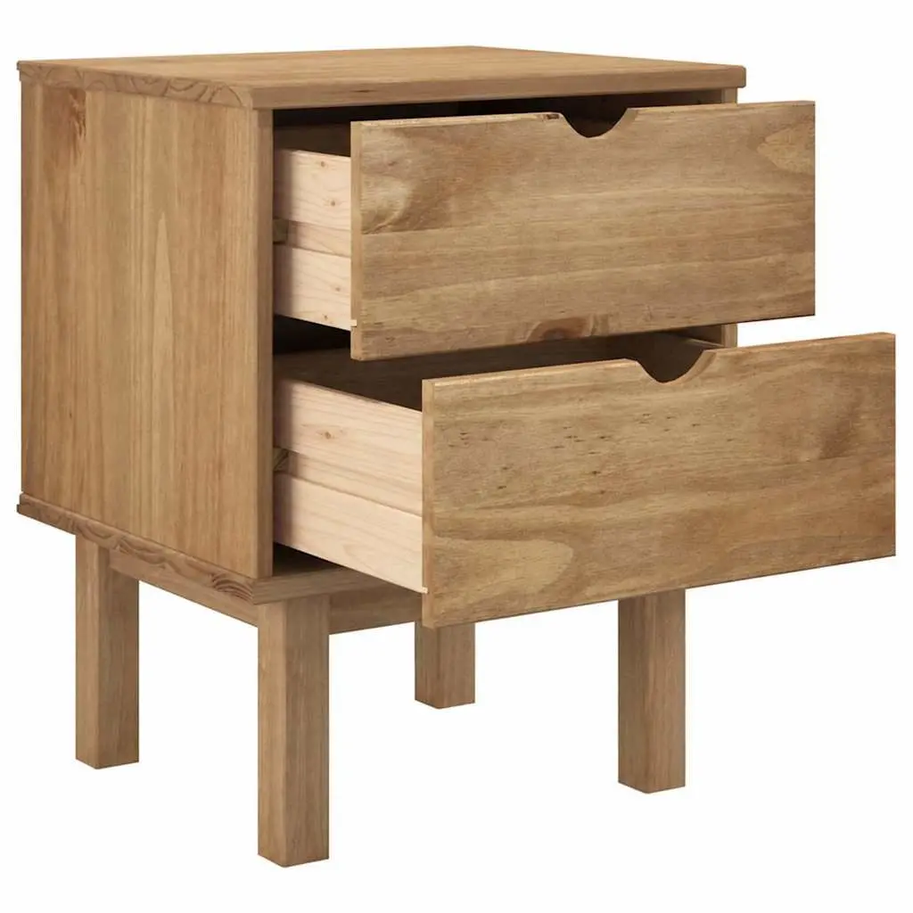 Bedside Cabinet Solid Pine Wood Nightstand 45x39x57cm Brown