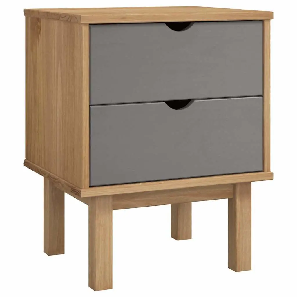 Bedside Cabinet Solid Pine Wood Scandinavian Nightstand Two Drawers 45 x 39 x 57 cm