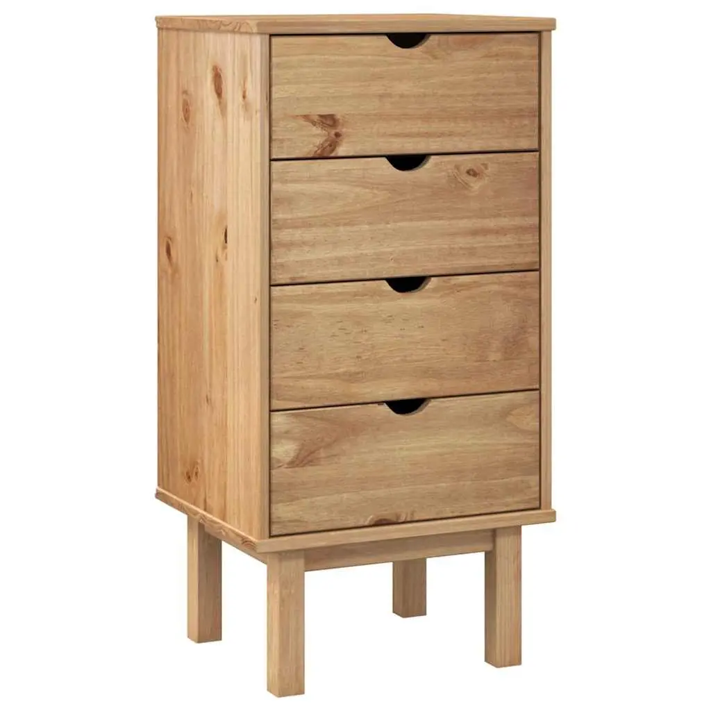 Drawer Cabinet Solid Pine Wood 45x39x90cm 4 Drawer Storage