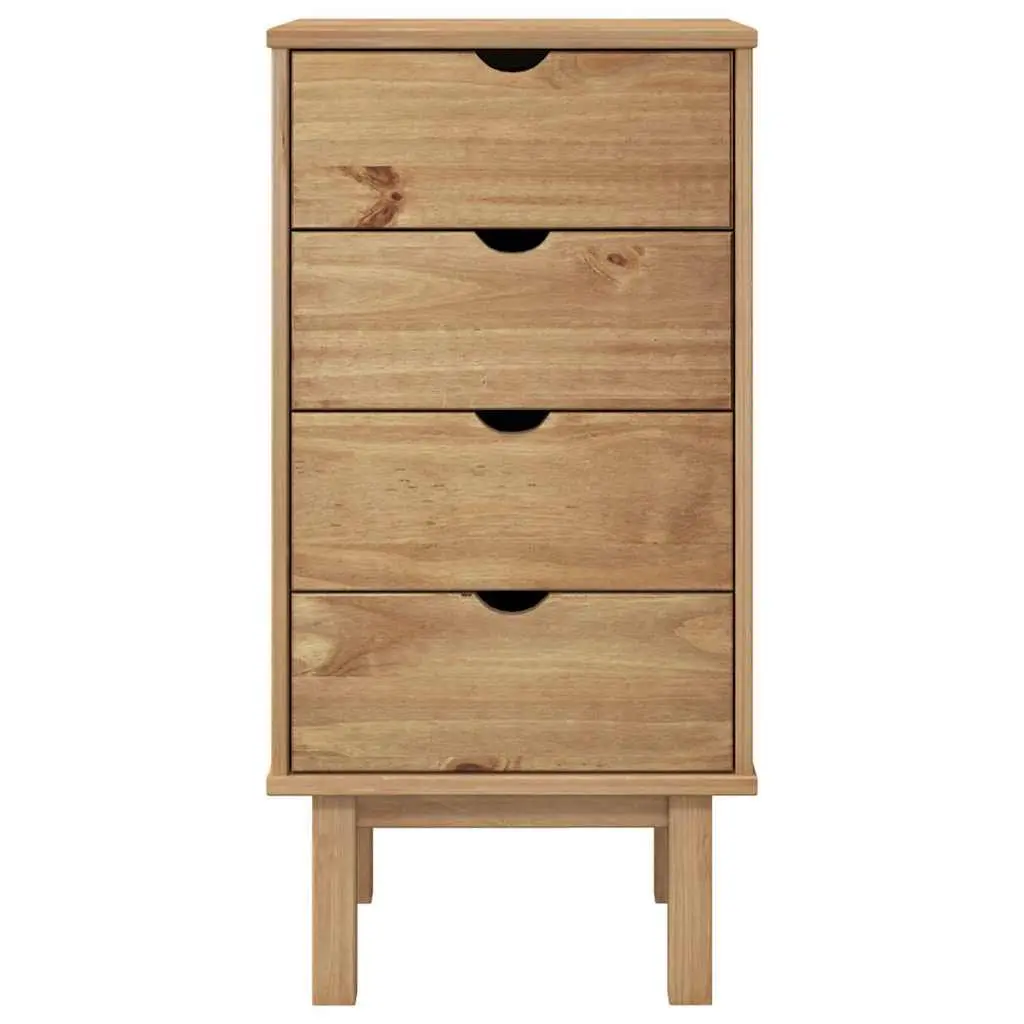 Drawer Cabinet Solid Pine Wood 45x39x90cm 4 Drawer Storage