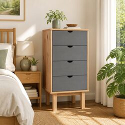Friendly Grey Drawer Cabinet in Scandinavian Style