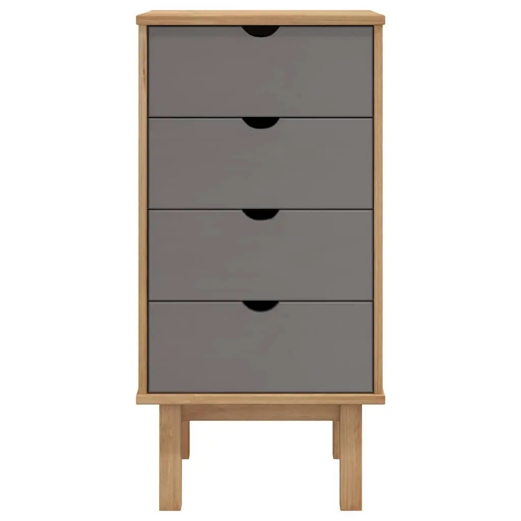 Drawer Cabinet Chest of Drawers Scandinavian Style 4 Drawer Storage Unit Brown Grey Pine Wood