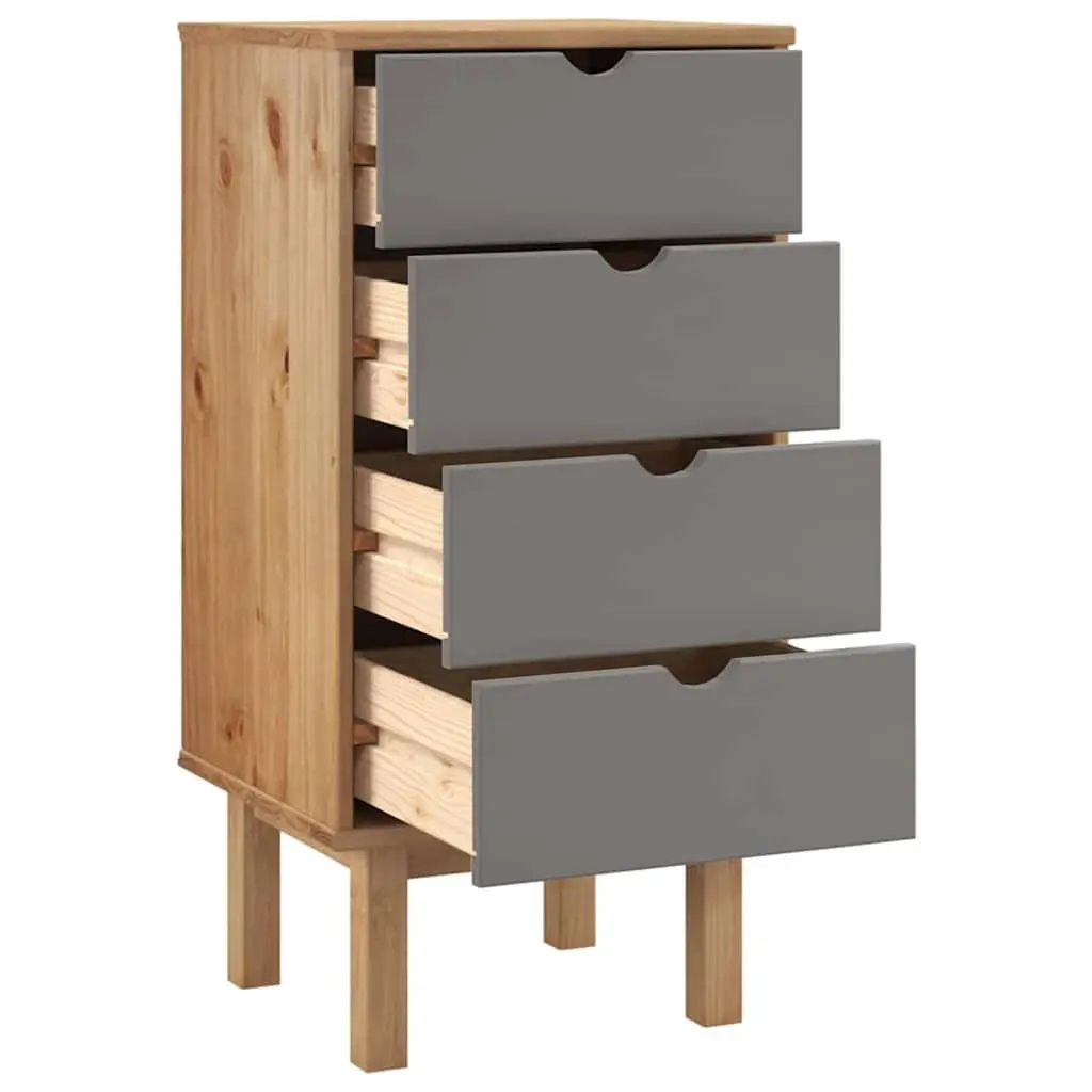 Drawer Cabinet Chest of Drawers Scandinavian Style 4 Drawer Storage Unit Brown Grey Pine Wood