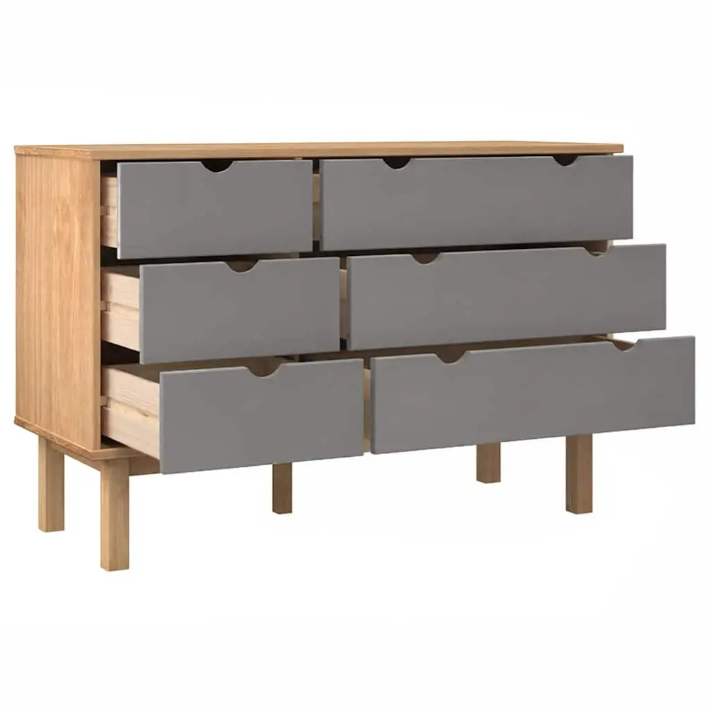 Drawer Cabinet Grey Solid Pine Wood 6 Drawer Storage Organizer