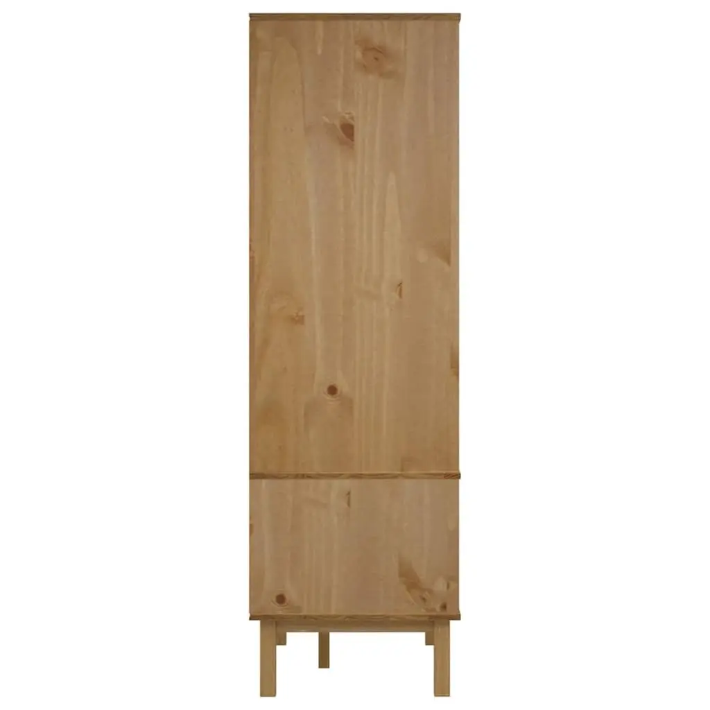 Wardrobe Solid Pine Wood Brown and White 76.5x53x172 cm 2 Drawers Storage Closet