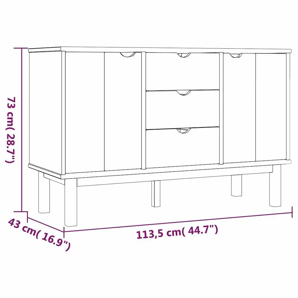 Solid Pine Wood Sideboard for Home Storage