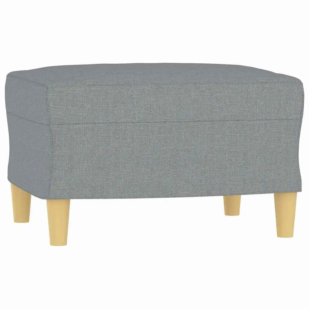 Footstool Light Grey Fabric Ottoman 60x50x41 cm