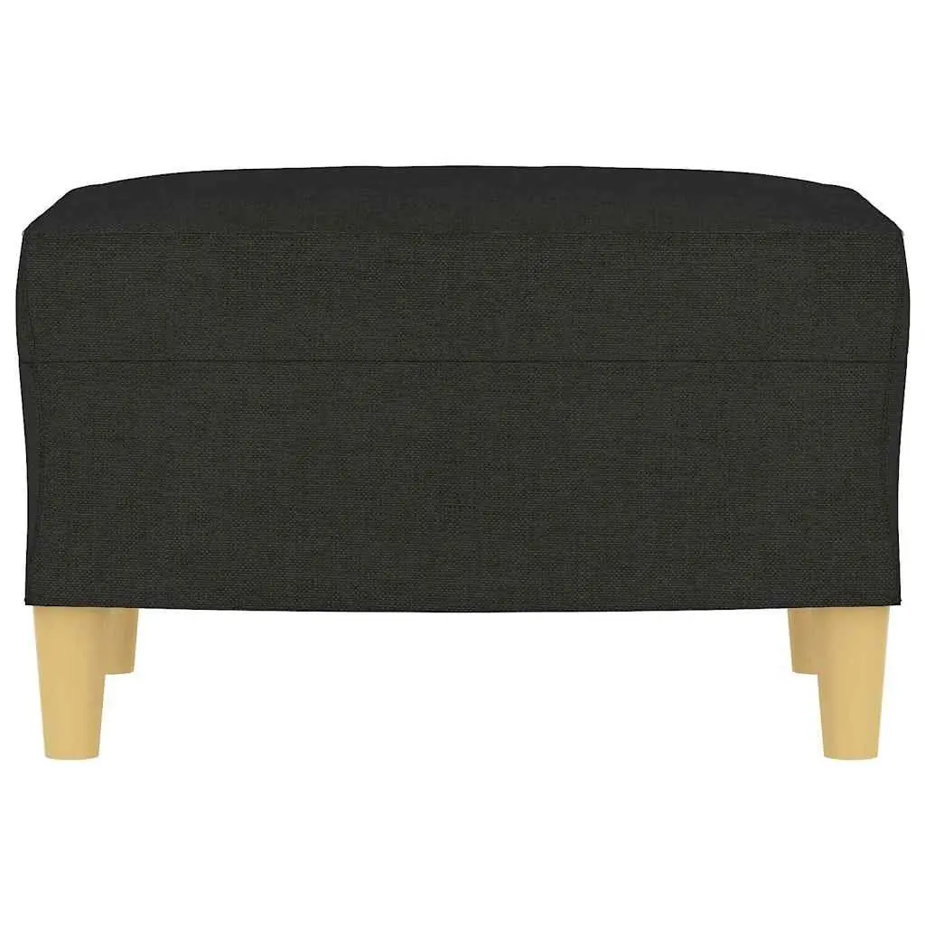 Footstool Black Fabric Ottoman Compact Size for Sofa Recliner Furniture