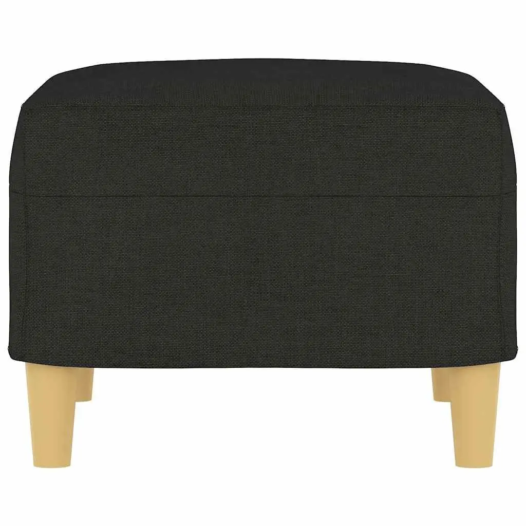 Footstool Black Fabric Ottoman Compact Size for Sofa Recliner Furniture
