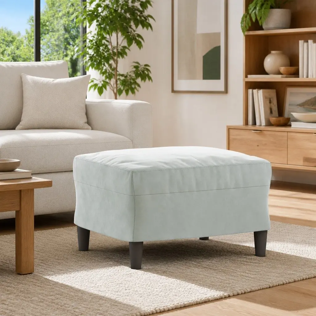 Grey Velvet Footstool