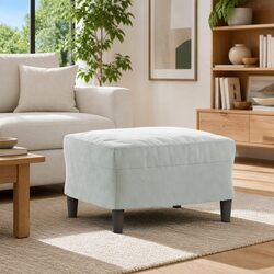 Footstool Grey Velvet Upholstered Rest Stool Living Room Furniture Compact