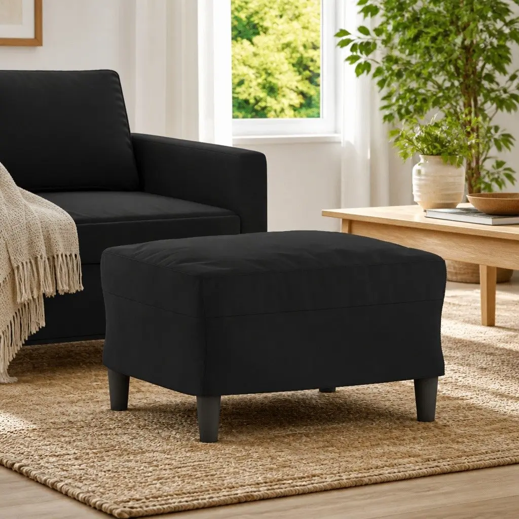 Black Velvet Footstool Modern Compact Foot Rest Ottoman Living Room Furniture