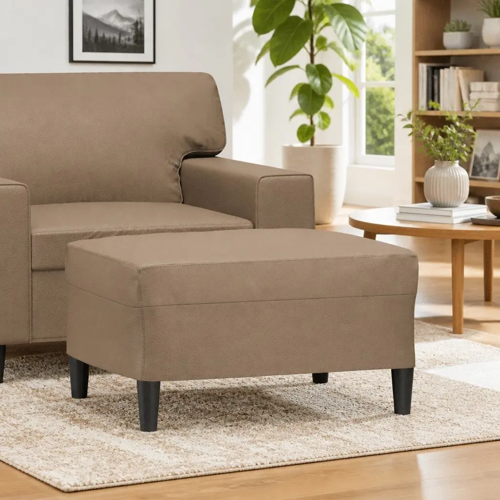 Brown Faux Leather Footstool