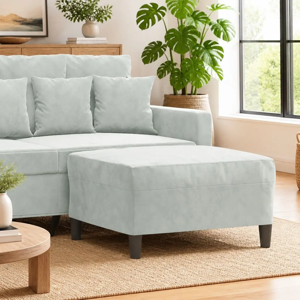 Footstool Ottoman Light Grey Velvet 70x55x41 cm