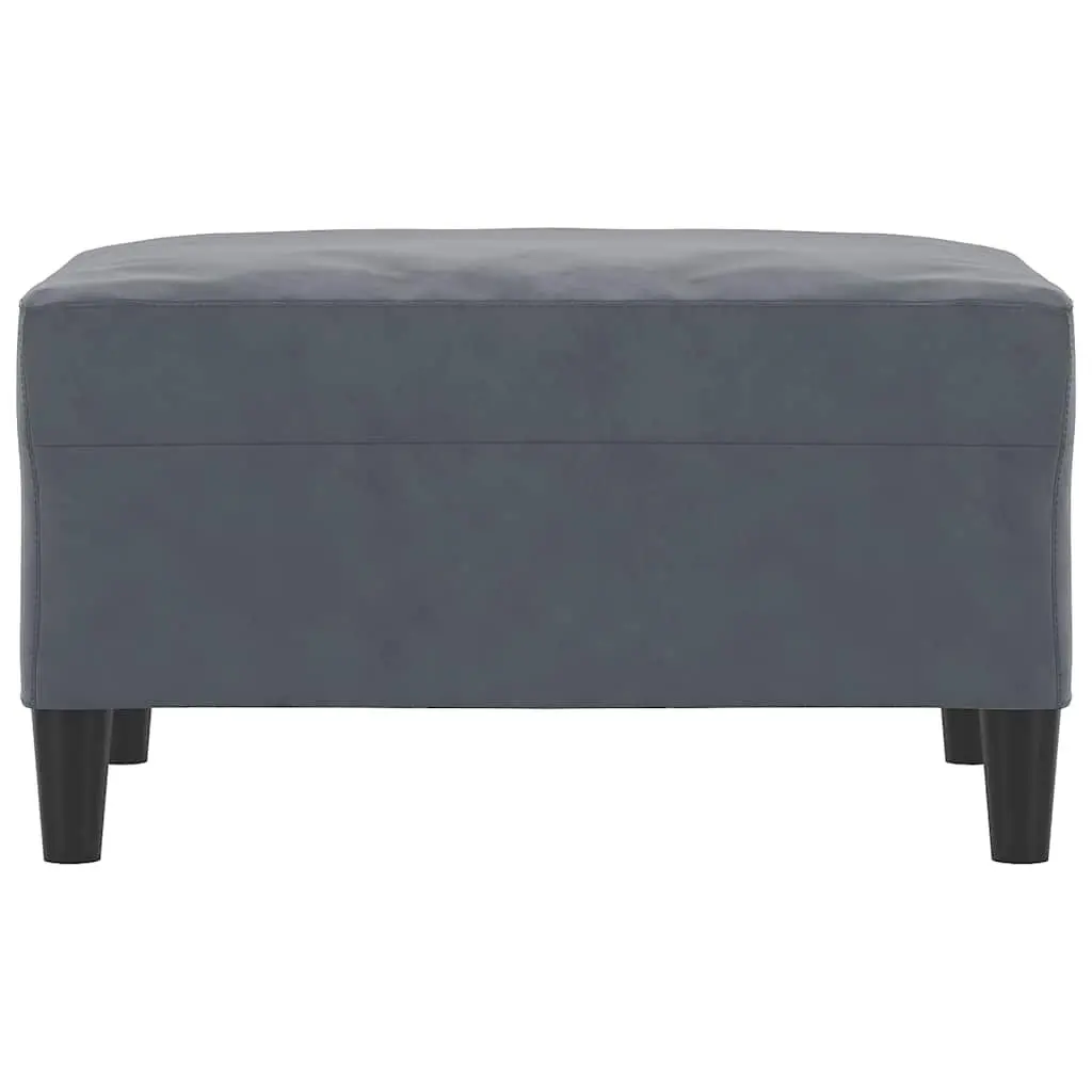 Footstool Grey Velvet Upholstered Ottoman Compact Size