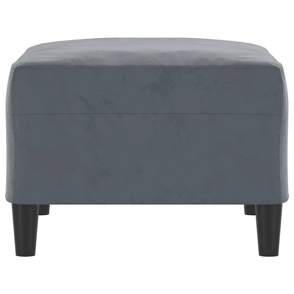 Footstool Grey Velvet Upholstered Ottoman Compact Size
