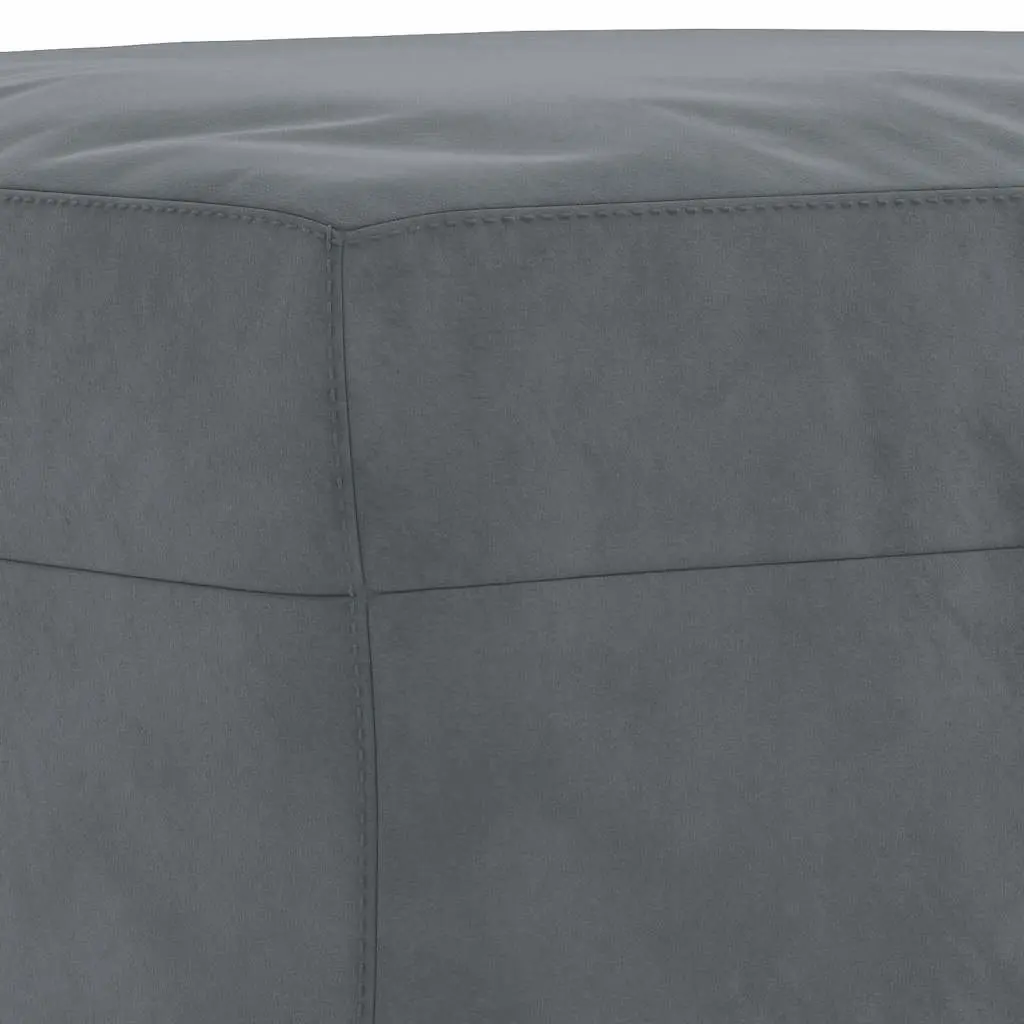 Footstool Grey Velvet Upholstered Ottoman Compact Size