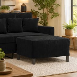 Friendly Black Velvet Footstool for Your Comfort