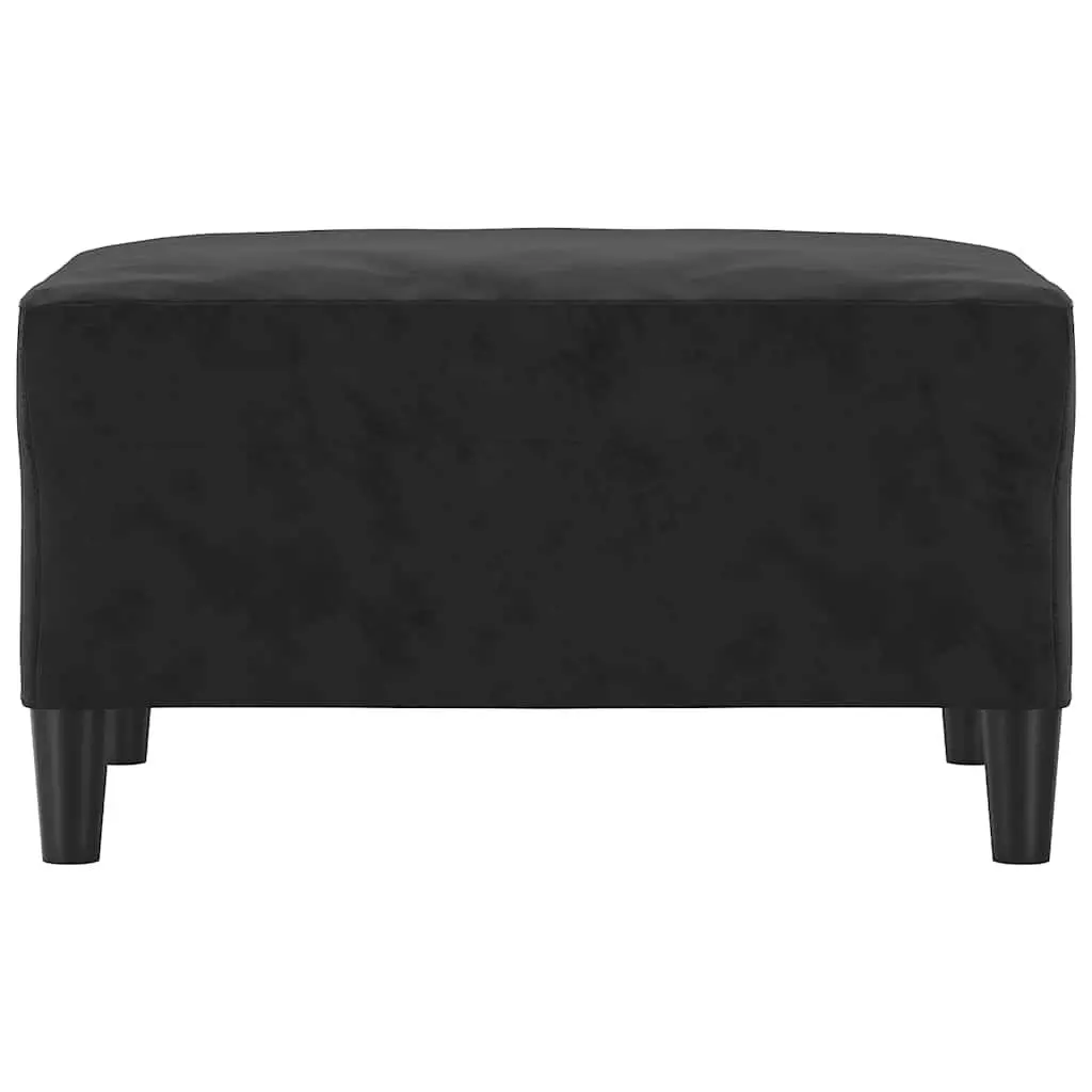 Footstool Velvet Black Compact Ottoman Footrest