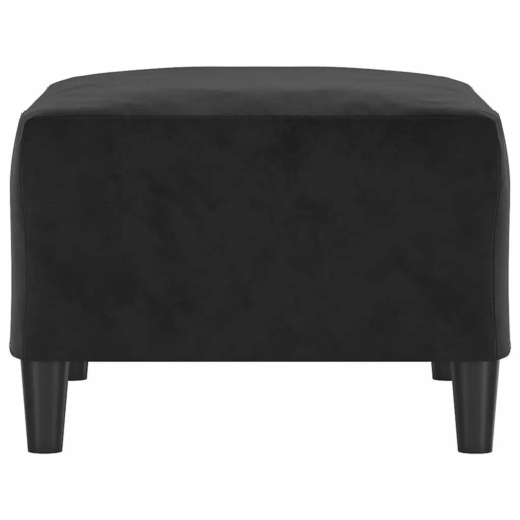Footstool Velvet Black Compact Ottoman Footrest