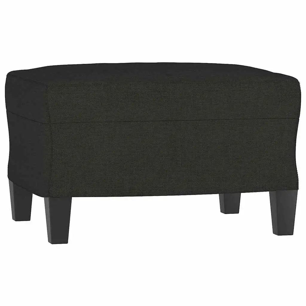 Ottoman Compact Black Fabric Footstool 60 x 50 x 41 cm