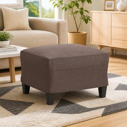 Footstool Brown Faux Leather Ottoman Footrest Living Room Furniture Compact