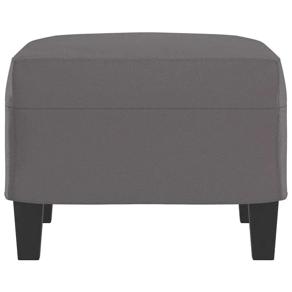 Grey Faux Leather Footstool