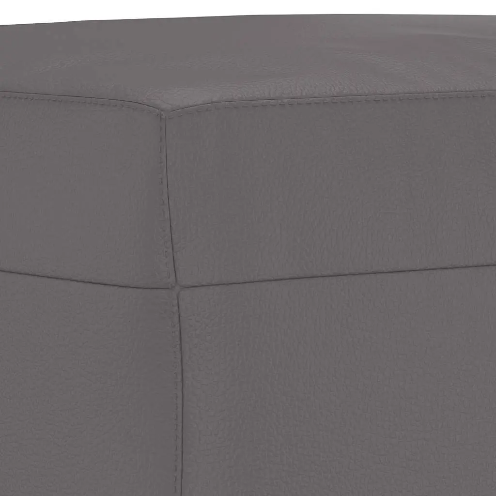 Grey Faux Leather Footstool