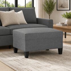 Your Friendly Dark Grey Fabric Footstool Ottoman Awaits