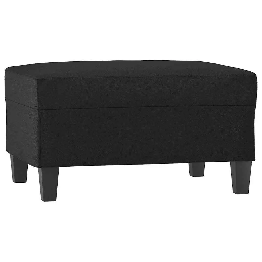 Footstool Black Faux Leather Compact Portable Ottoman