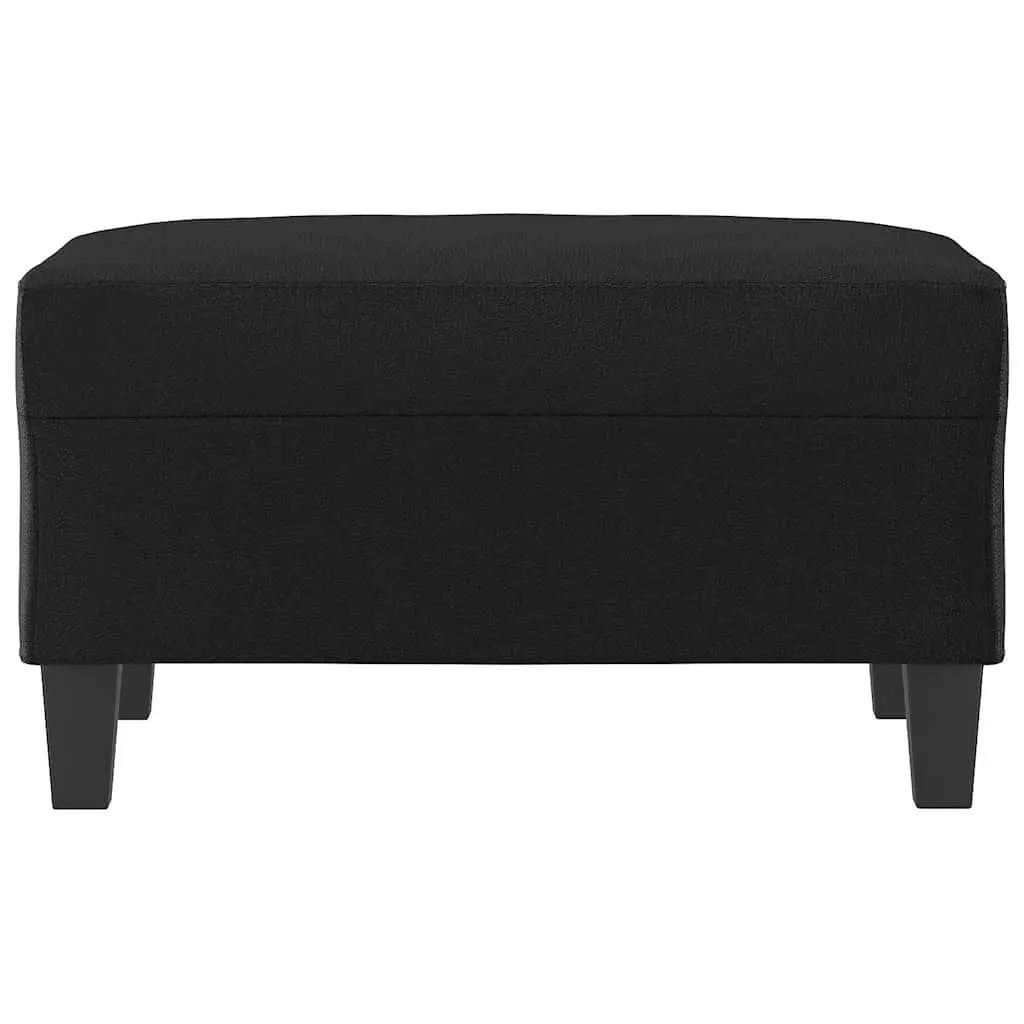 Footstool Black Faux Leather Compact Portable Ottoman