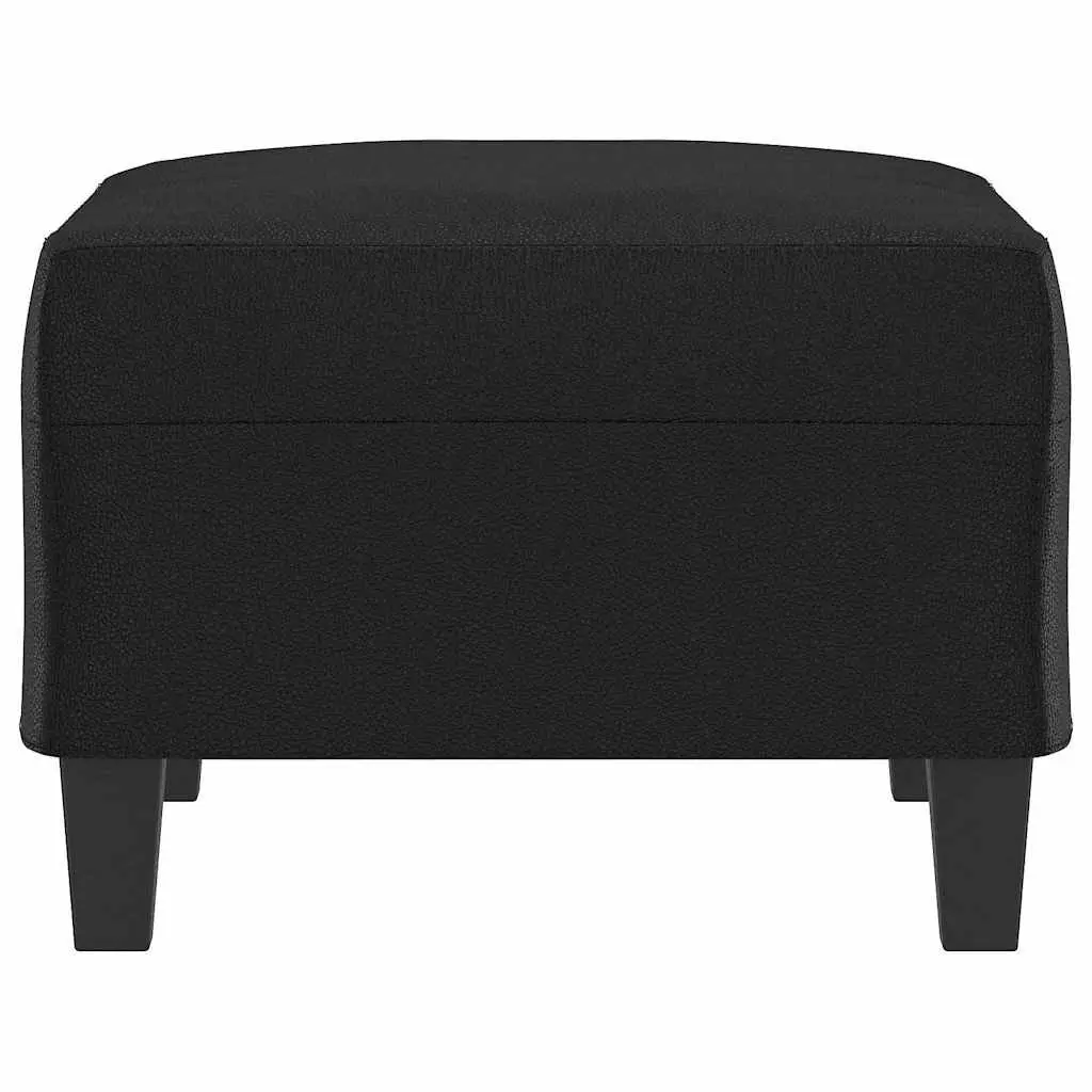 Footstool Black Faux Leather Compact Portable Ottoman