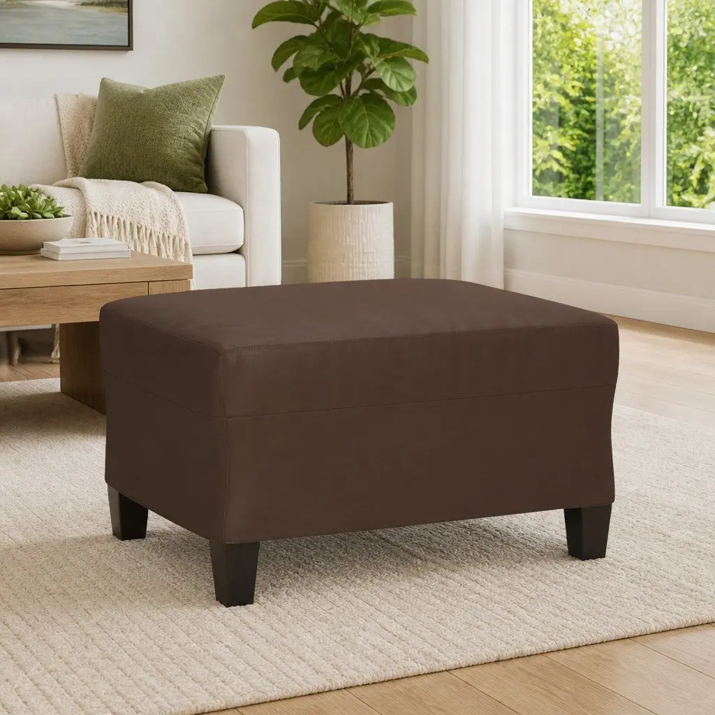 Faux Leather Ottoman Footstool Compact Brown 70x55x41 cm for Lounge Seating