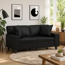 Throw Pillows 2 pcs Black 40x40 cm Faux Leather Square Cushions Sofa Decor