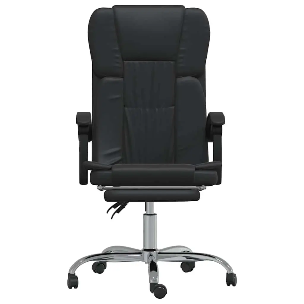 Reclining Office Chair Black Faux Leather Adjustable Height Backrest Swivel Desk