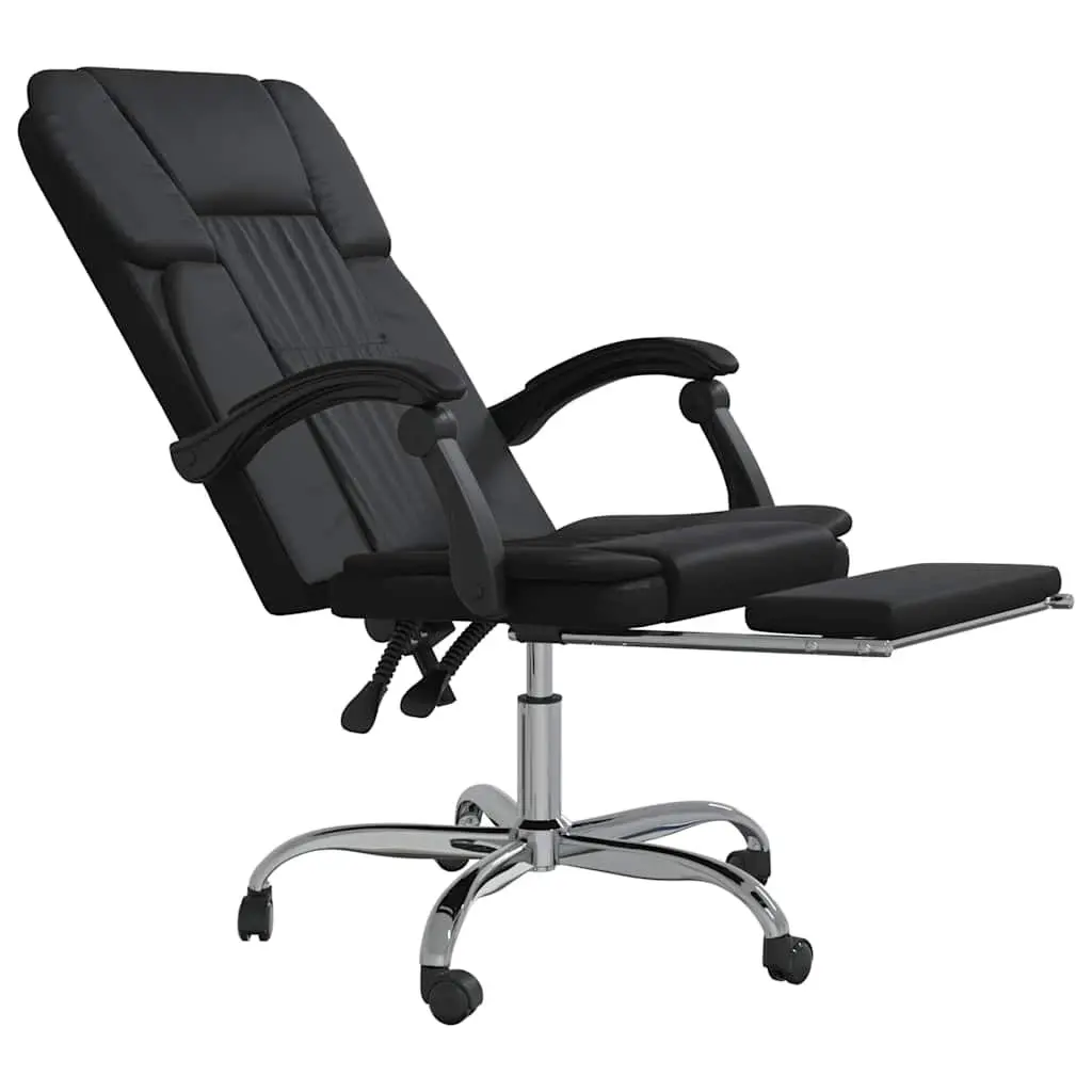 Reclining Office Chair Black Faux Leather Adjustable Height Backrest Swivel Desk