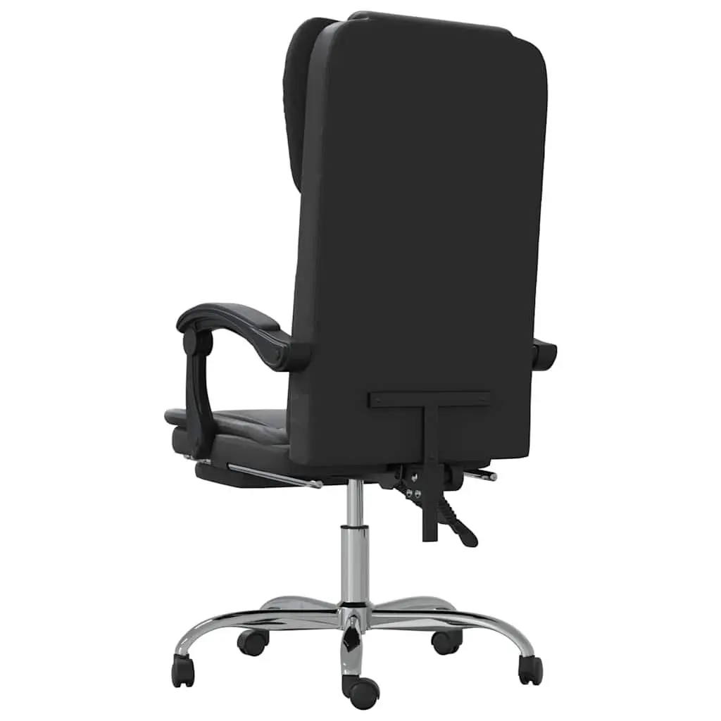 Reclining Office Chair Black Faux Leather Adjustable Height Backrest Swivel Desk