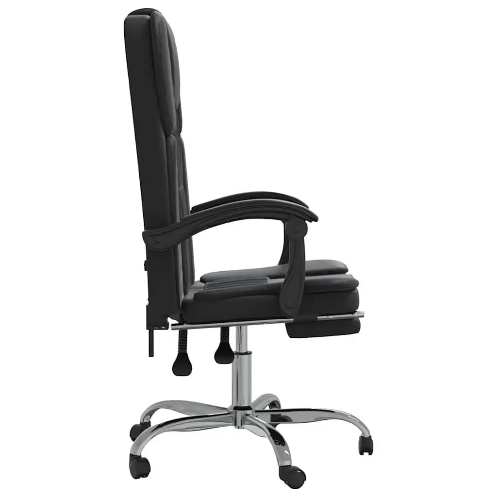 Reclining Office Chair Black Faux Leather Adjustable Height Backrest Swivel Desk
