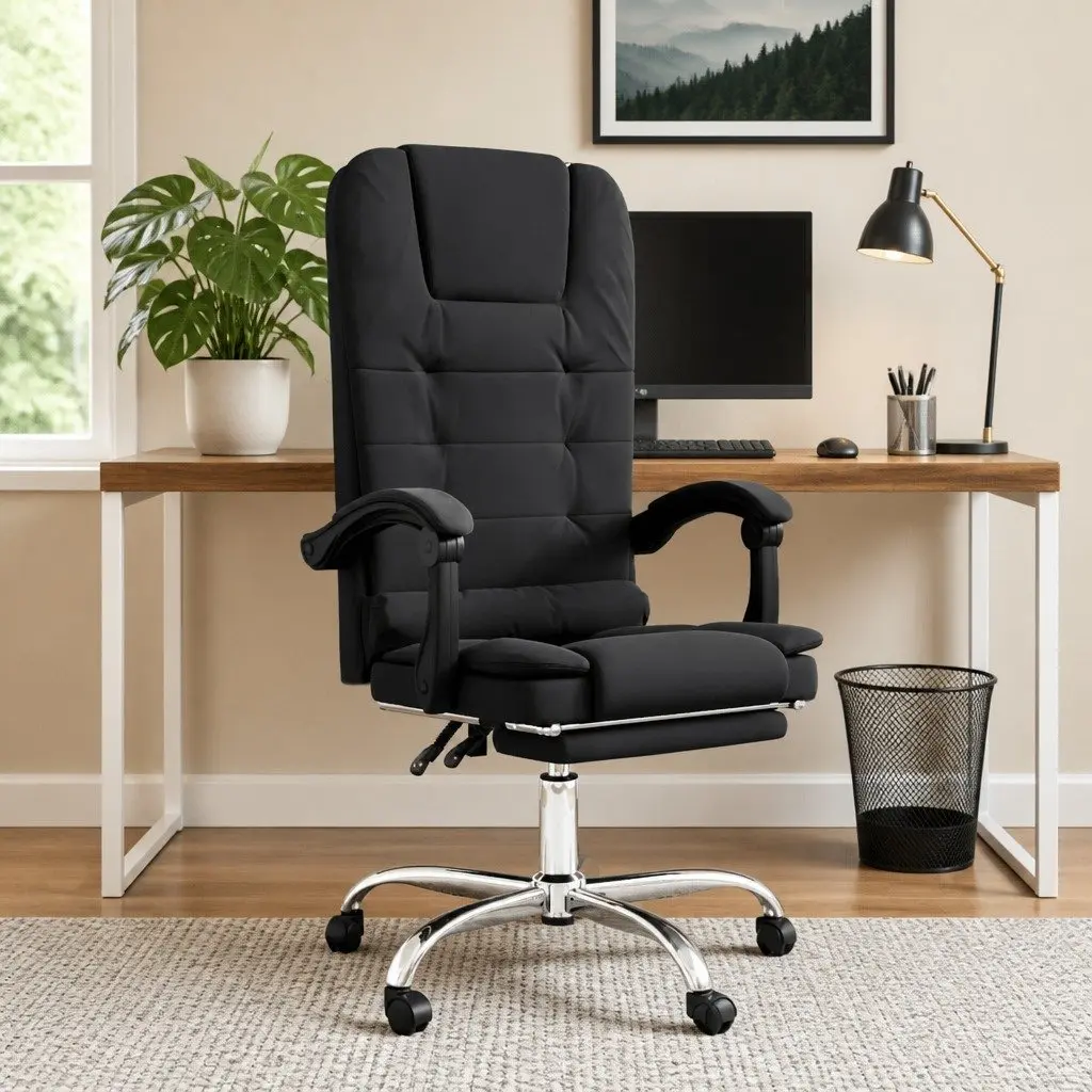 Ergonomic Black Office Chair with Massage Function and Height Adjustment