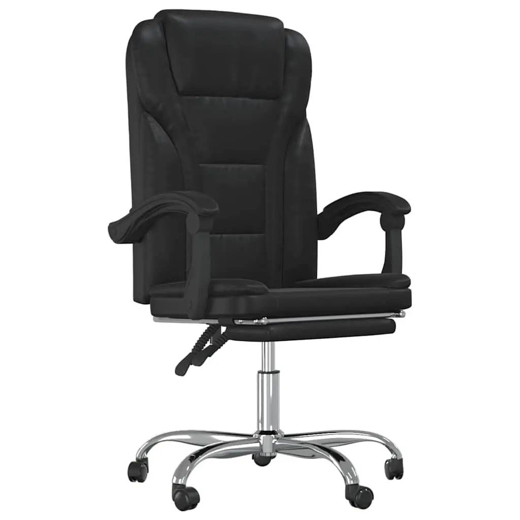 Reclining Office Chair Adjustable Backrest Black Faux Leather