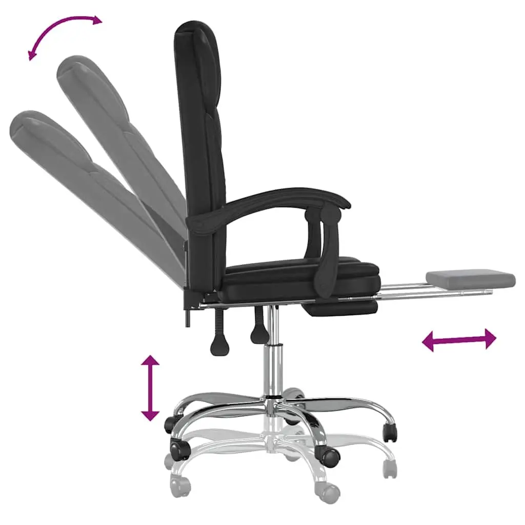 Reclining Office Chair Adjustable Backrest Black Faux Leather