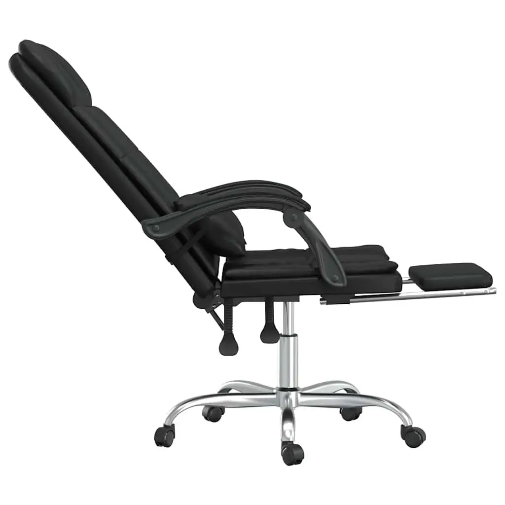 Massage Reclining Office Chair Black Faux Leather Adjustable Backrest