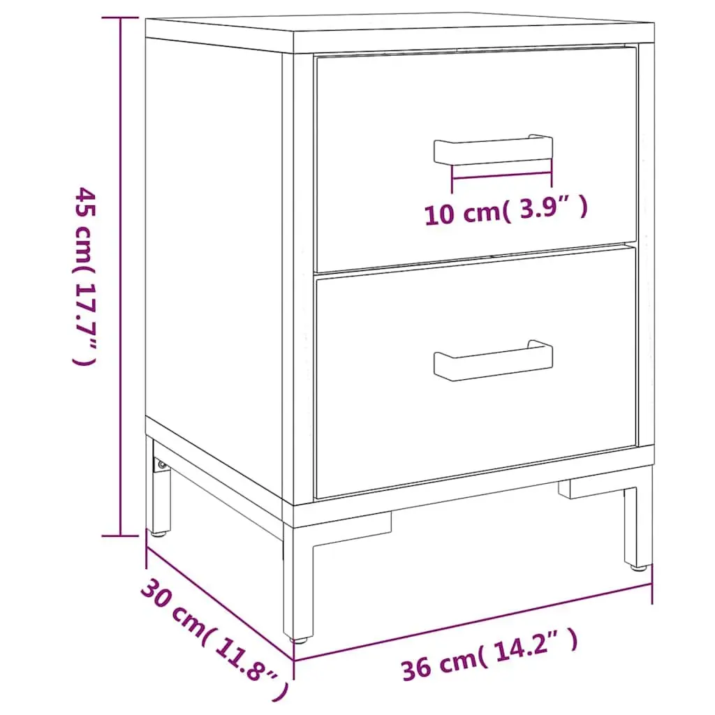 Bedside Cabinet Brown Solid Pinewood with Drawers 36 x 30 x 45 cm