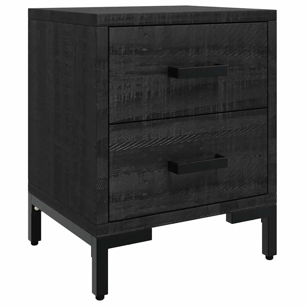 Bedside Cabinet Black Solid Pinewood 36x30x45 cm Storage Drawers